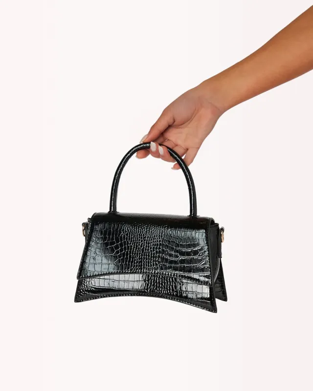 ADELE CROSS BODY BAG - BLACK PATENT CROC sold by Billini