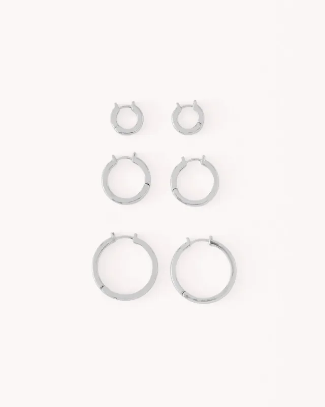 ADELINE EARRING 3 PACK - STERLING SILVER sold by Billini