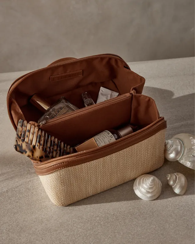 EXPANDABLE COSMETIC CASE - NATURAL RAFFIA sold by Billini