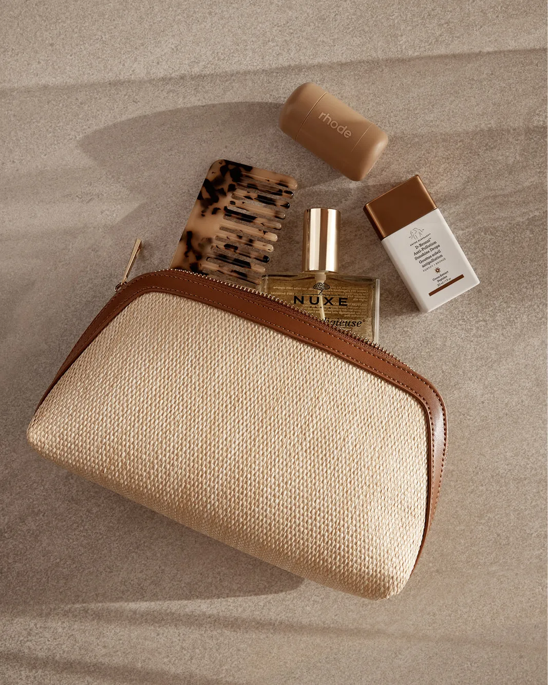 ZIP COSMETIC CASE - NATURAL RAFFIA sold by Billini product image thumbnail 2