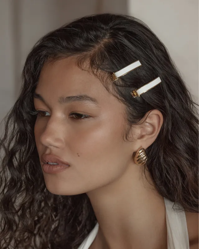 ENAMEL HAIR CLIP - WHITE sold by Billini