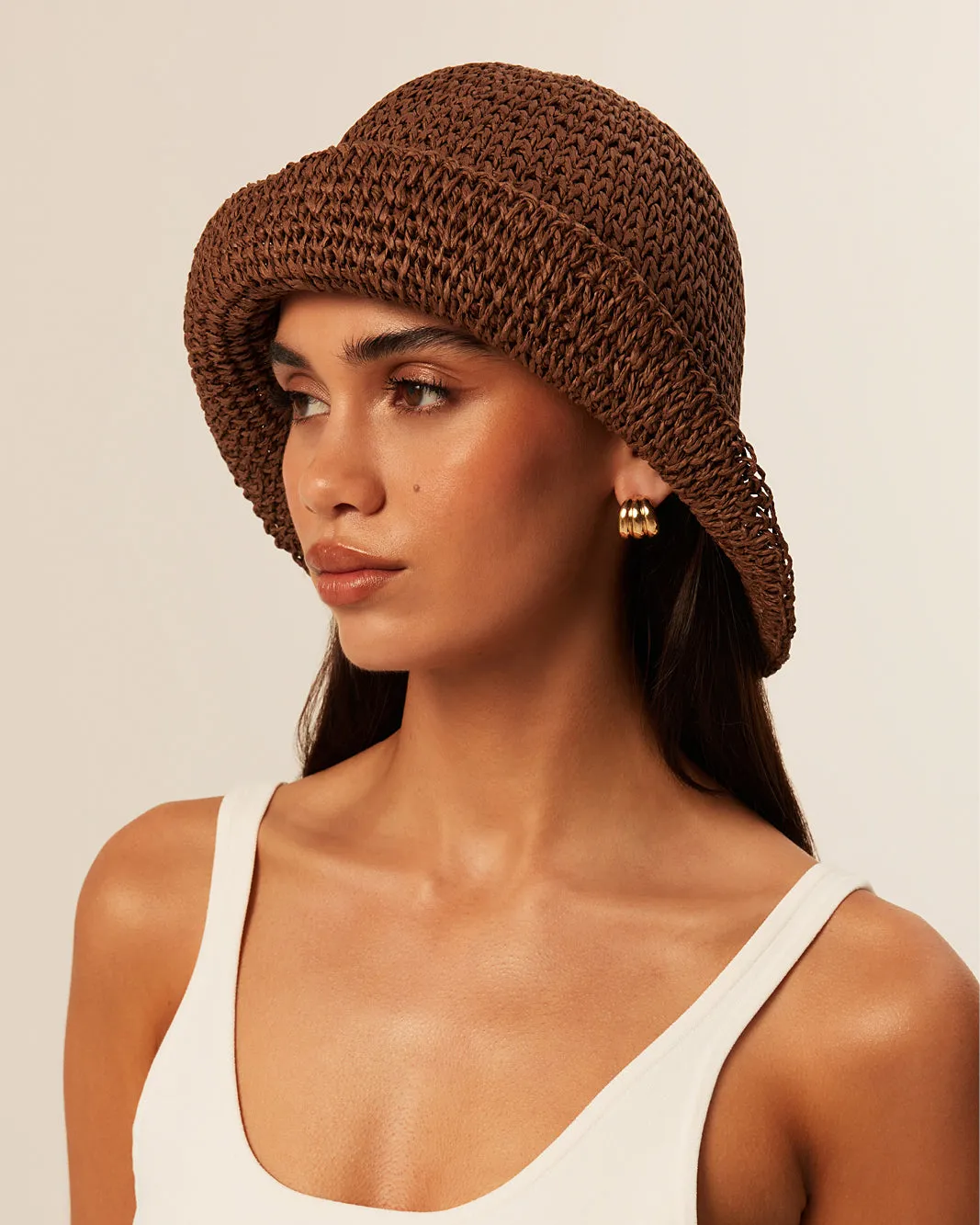 STRAW BUCKET HAT - BROWN RAFFIA sold by Billini product image thumbnail 5