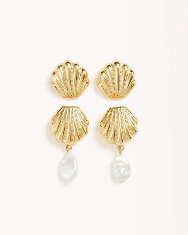 OCEAN EARRINGS 2 PACK - GOLD-PEARL sold by Billini