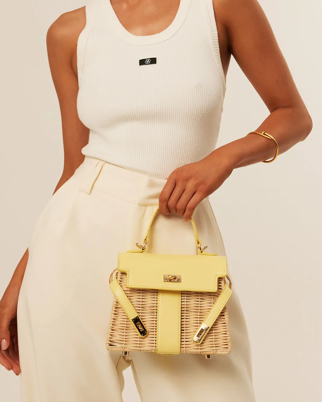 HARIETTE RATTAN HANDLE BAG - RATTAN-DAFFODIL sold by Billini product image thumbnail 2