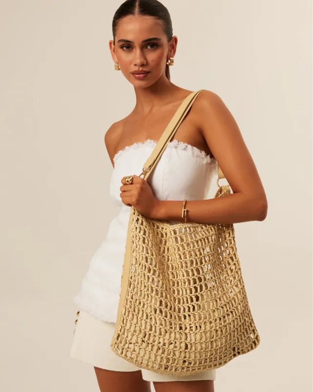 CHLOE SHOULDER BAG - NATURAL RAFFIA sold by Billini