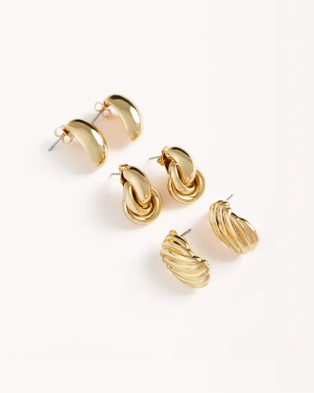 BRIELLE EARRINGS 3 PACK - GOLD PLATED 18K sold by Billini