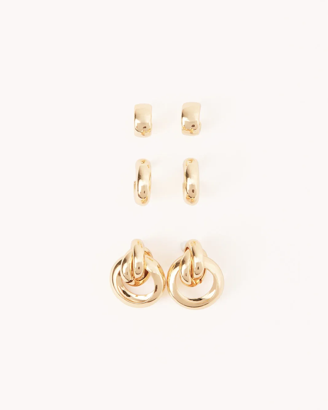 TRINITY EARRINGS 3 PACK - GOLD PLATED 18K sold by Billini