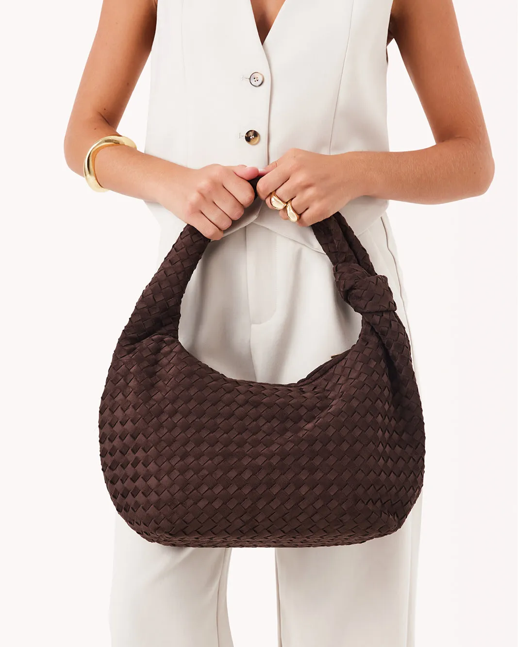 KENYA SHOULDER BAG - DARK CACAO SUEDE sold by Billini