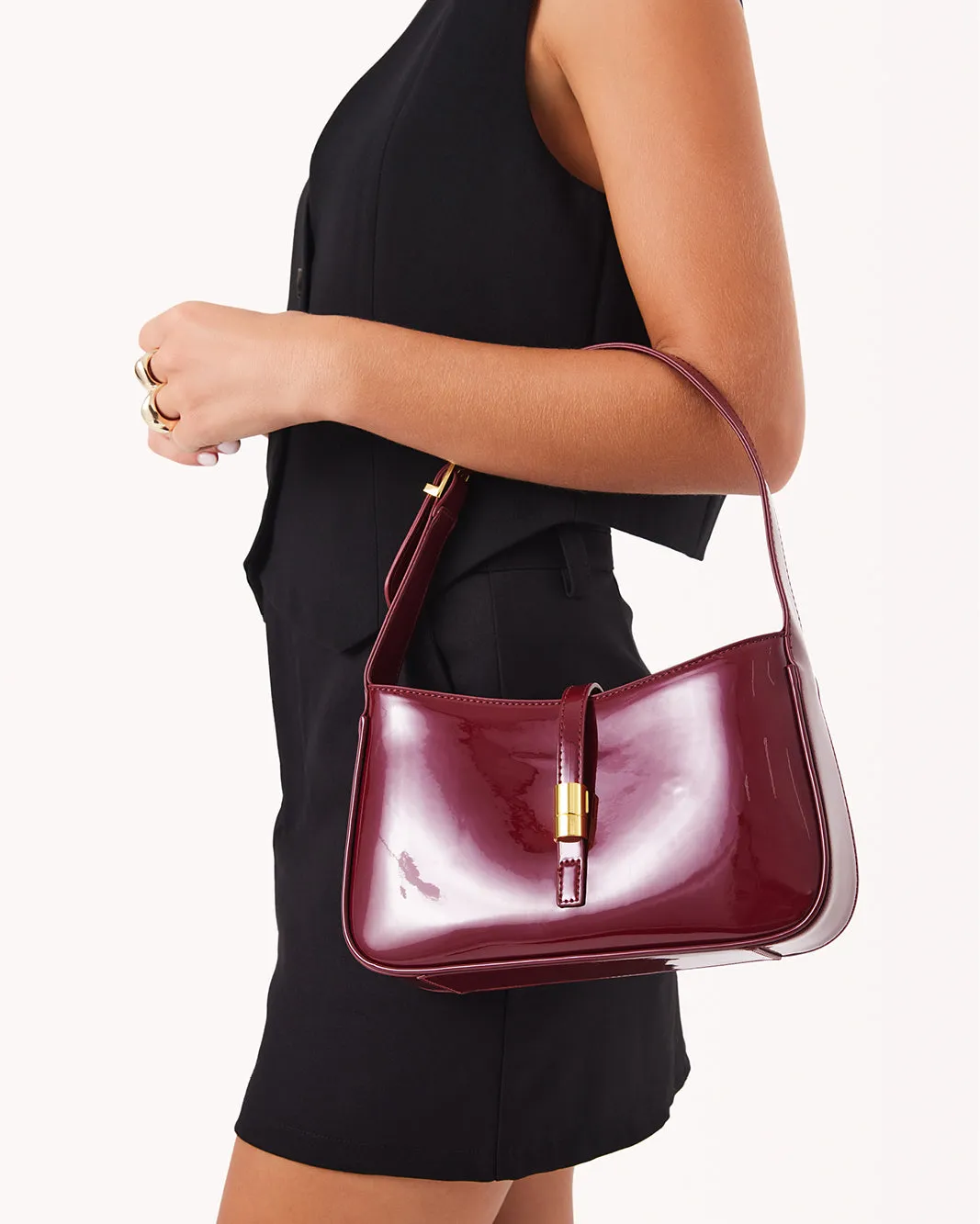 CLARA SHOULDER BAG - CHERRY RED PATENT sold by Billini