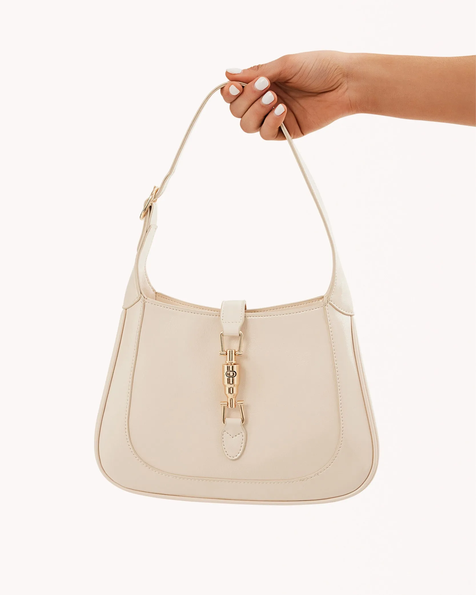 ALIX SHOULDER BAG - CHALK CRINKLE PATENT sold by Billini