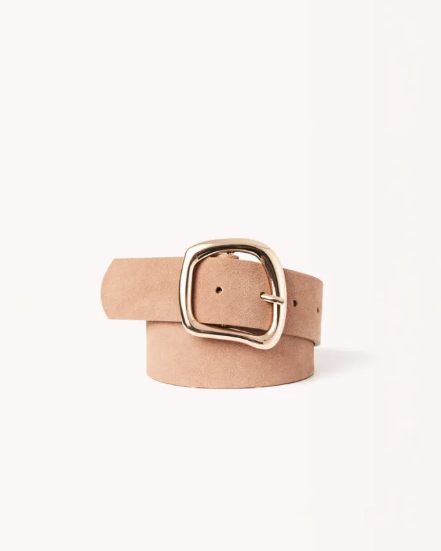 CHERIE BELT - FAWN SUEDE LEATHER-GOLD made by Billini