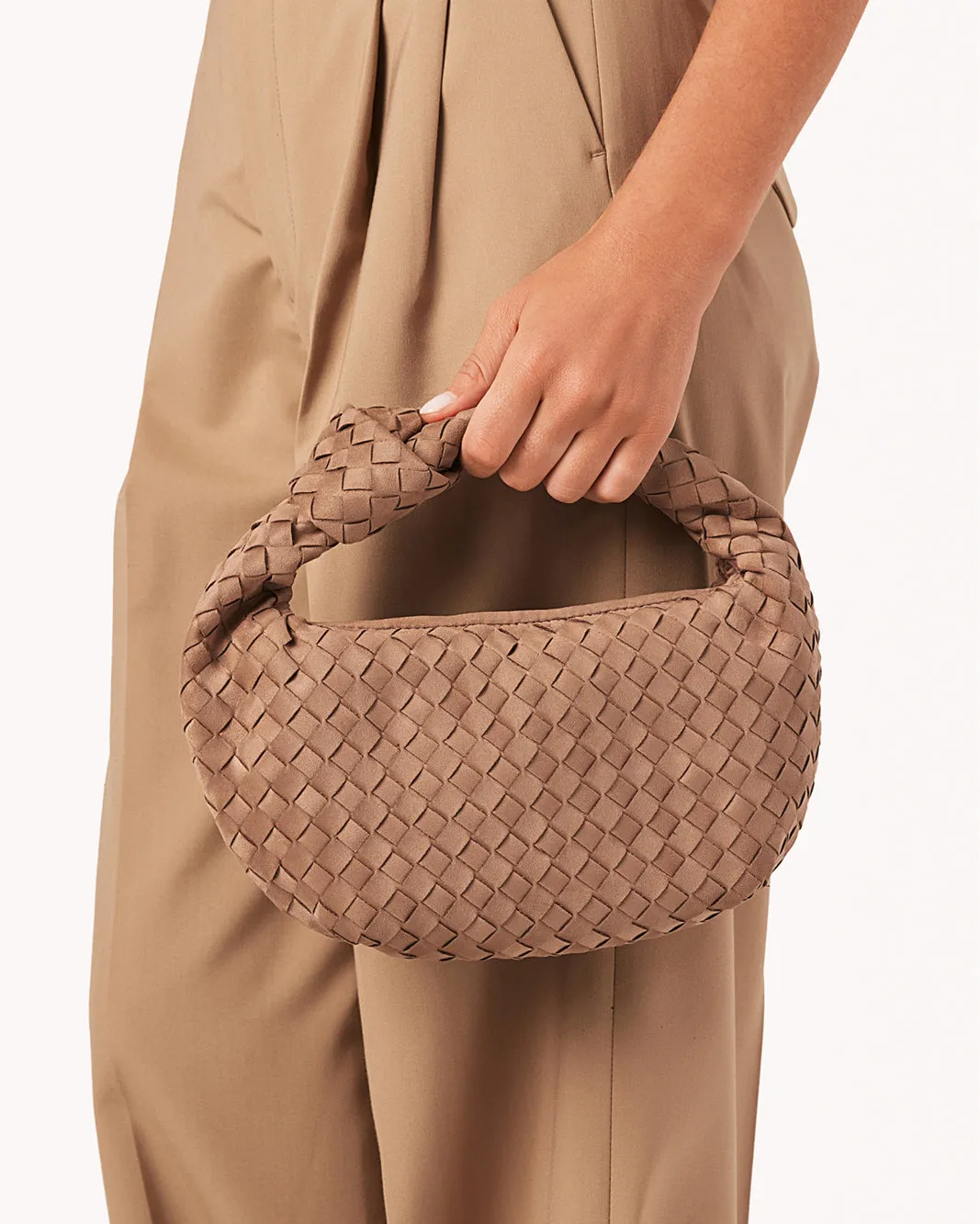 KERI HANDLE BAG - FAWN SUEDE sold by Billini