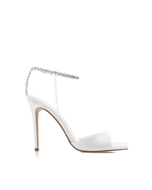 GWENDOLYN - WHITE SATIN-DIAMANTE sold by Billini