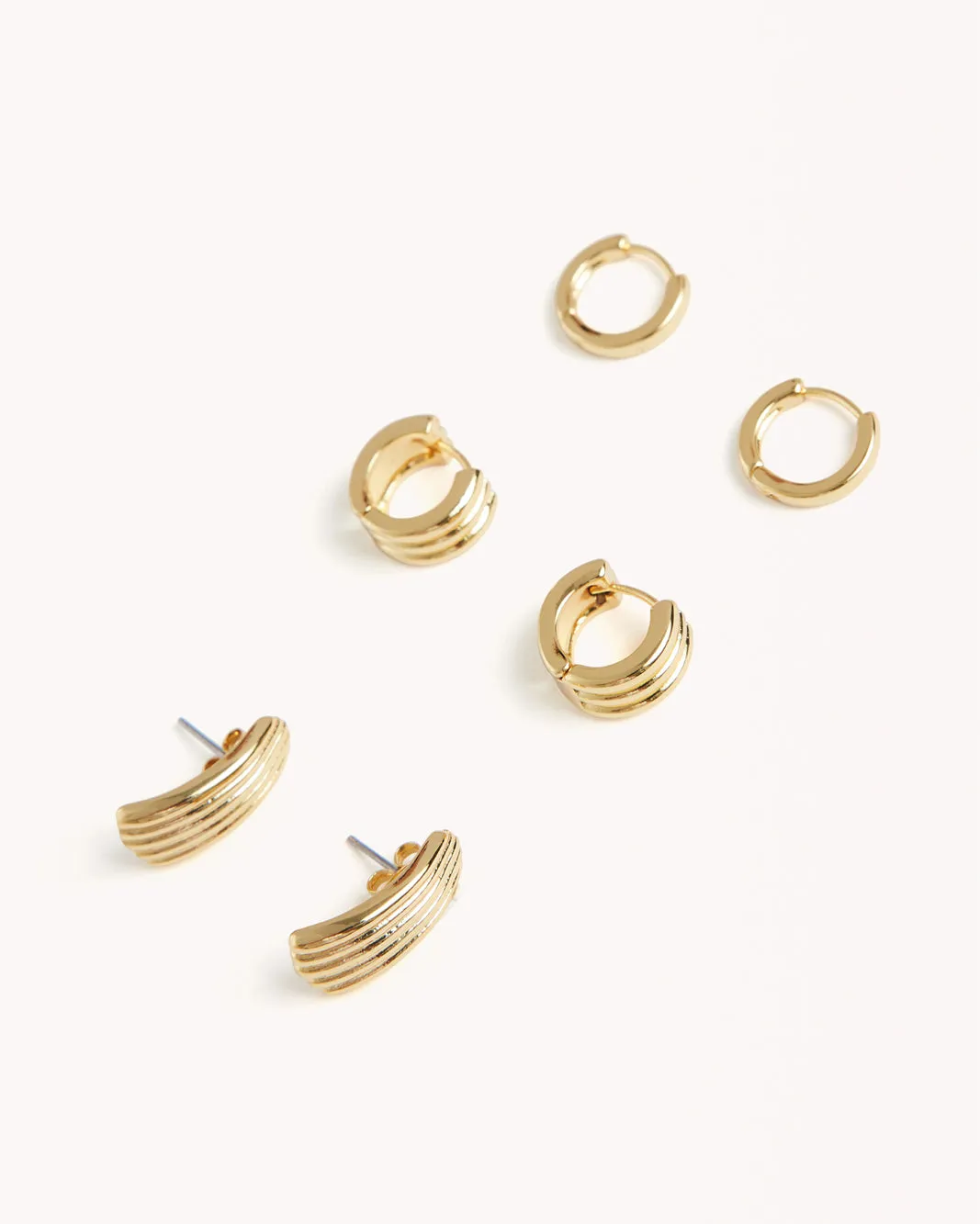 MILEY 3 PACK EARRINGS - GOLD PLATED 18K sold by Billini product image thumbnail 2