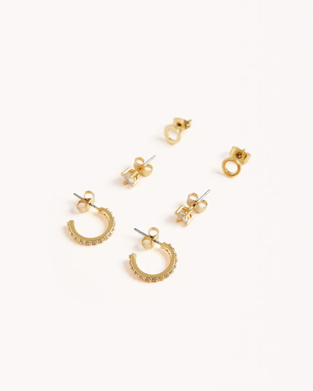 INITIAL 3 PACK EARRINGS - GOLD PLATED 18K sold by Billini product image thumbnail 2