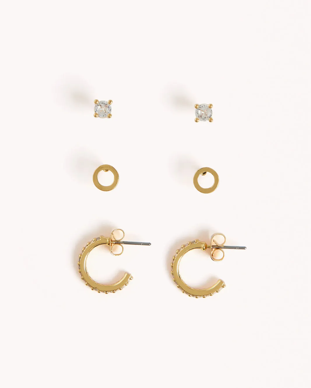 INITIAL 3 PACK EARRINGS - GOLD PLATED 18K sold by Billini
