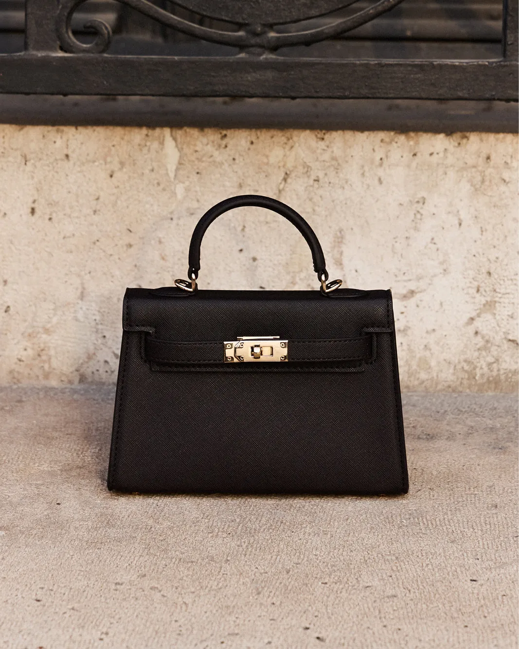 HARIETTE HANDLE BAG - DARK CACAO SAFFIANO sold by Billini
