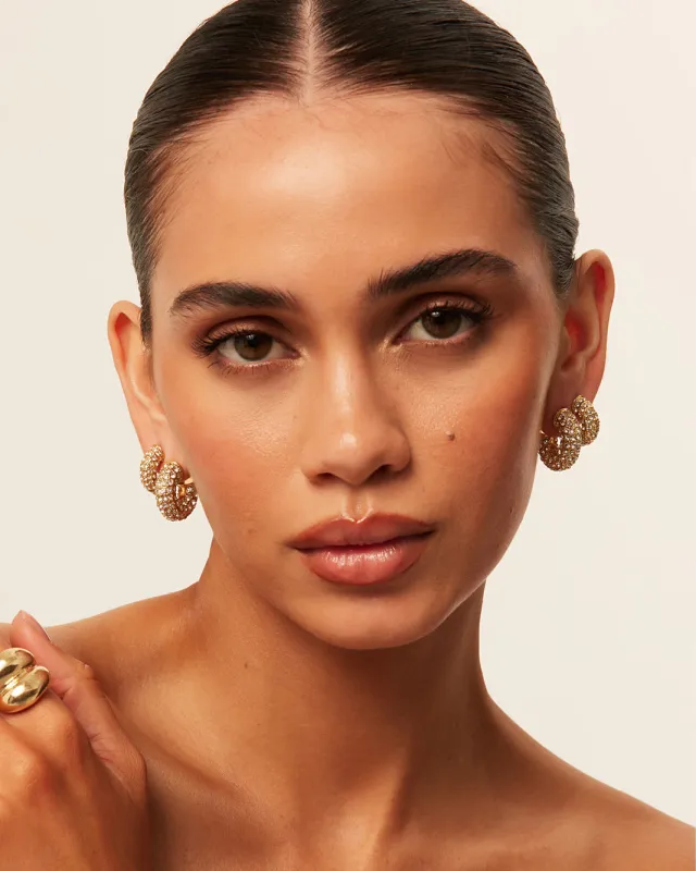 AVIVA EARRINGS 2 PACK - GOLD PLATED 18K-DIAMANTE sold by Billini