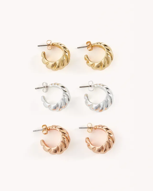 ROSALIE 3 PACK EARRINGS - MULTI PLATED sold by Billini