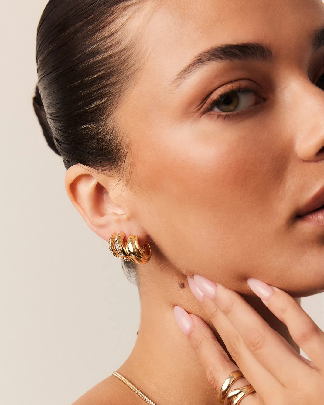 SORAYA 3 PACK EARRINGS - GOLD PLATED 18K-DIAMANTE sold by Billini