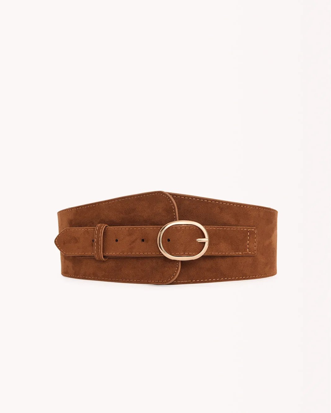 FRANKIE BELT - LIGHT HAZEL SUEDE-GOLD sold by Billini