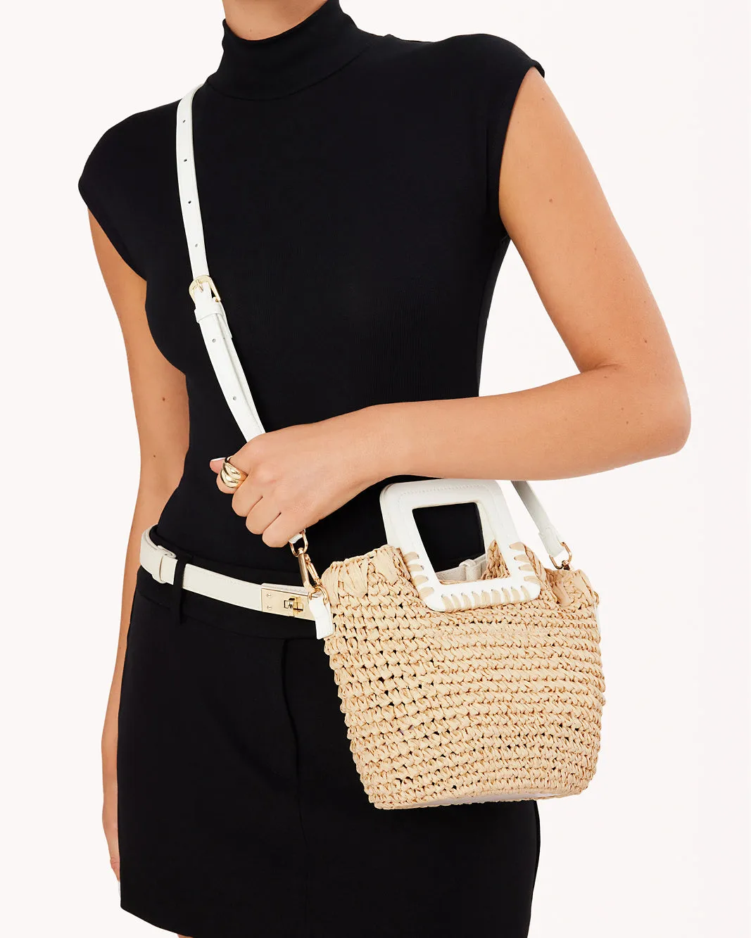 EVIE HANDLE BAG - NATURAL RAFFIA-WHITE sold by Billini product image thumbnail 3