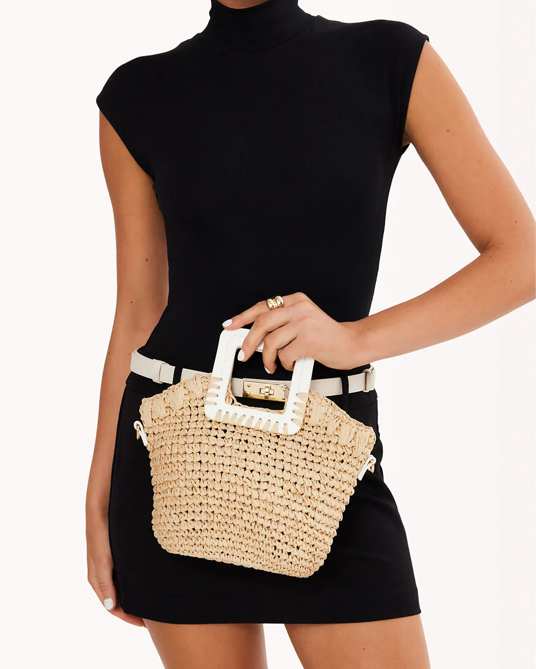 EVIE HANDLE BAG - NATURAL RAFFIA-WHITE sold by Billini product image thumbnail 2