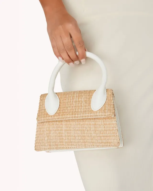 ASTRA SHOULDER BAG - NATURAL RAFFIA-WHITE sold by Billini