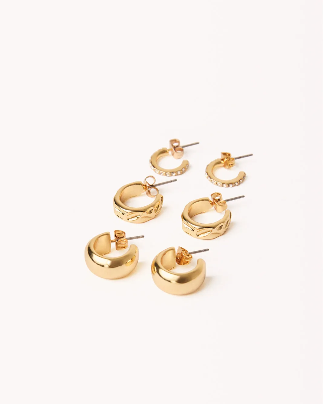 LUCY 3 PACK EARRINGS - GOLD PLATED 18K sold by Billini product image thumbnail 2
