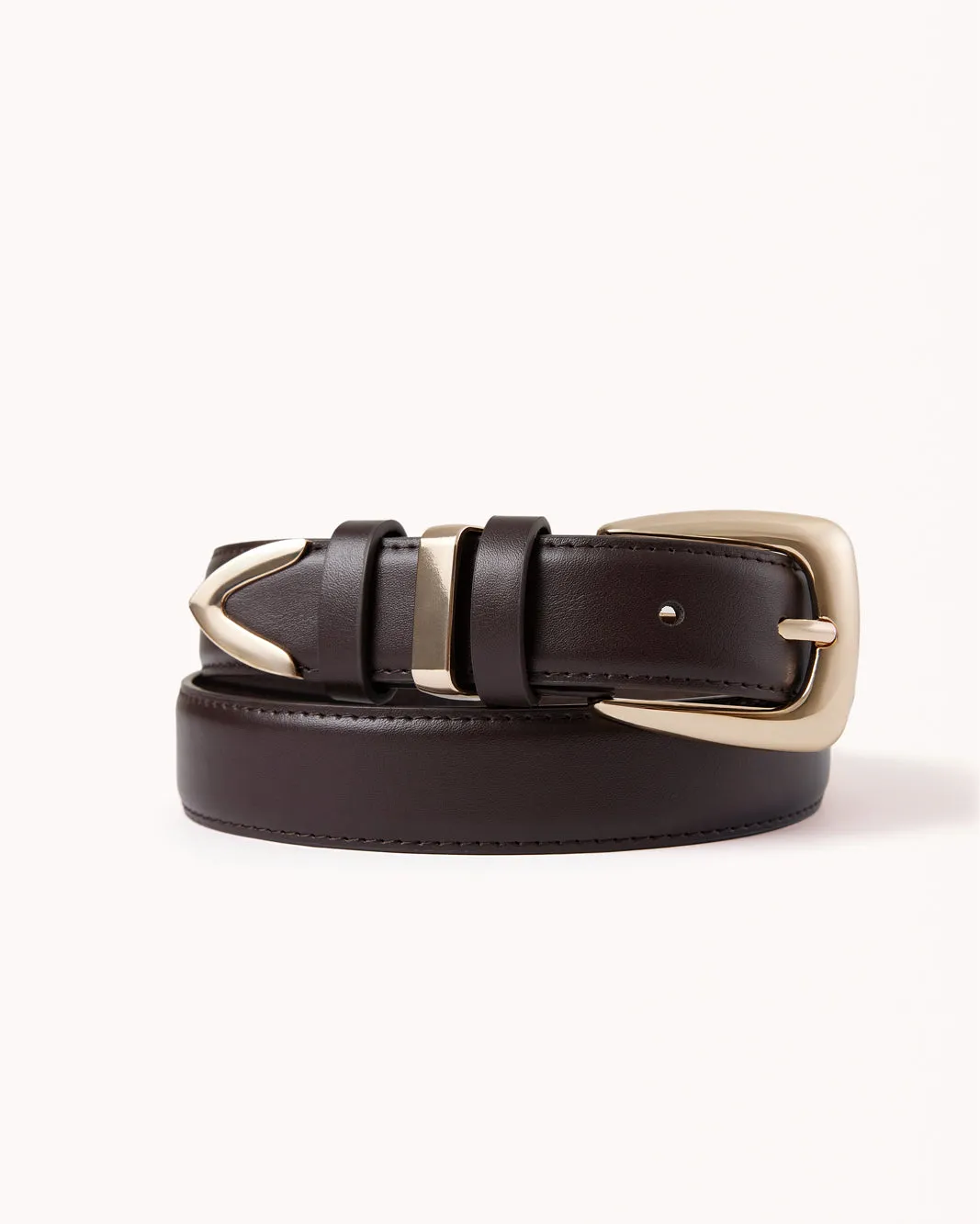 BRYNLEE BELT - DARK CACAO-GOLD sold by Billini