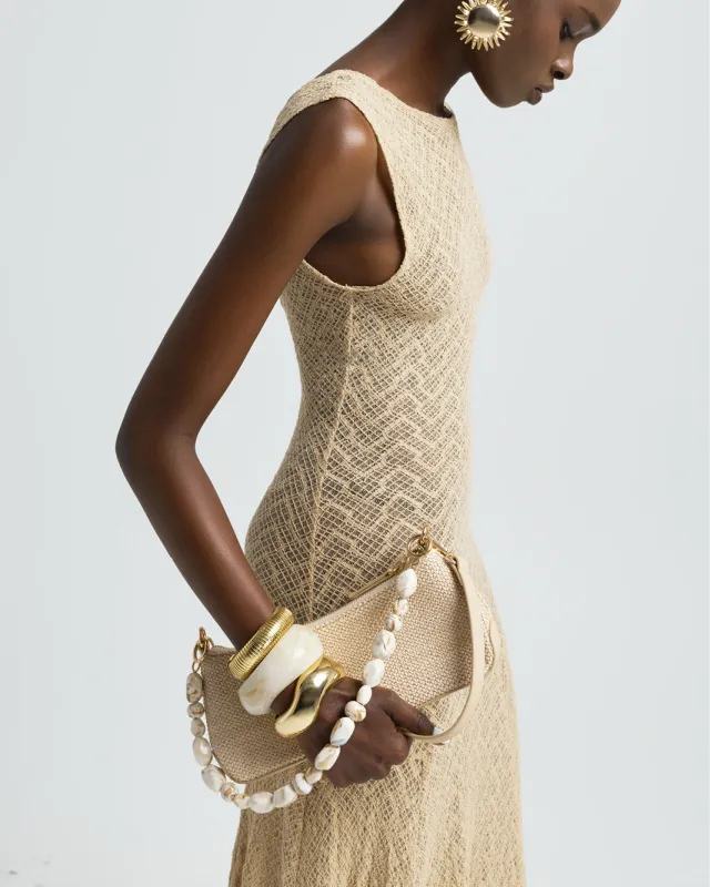 JAMIE SHOULDER BAG - NATURAL RAFFIA-BONE sold by Billini