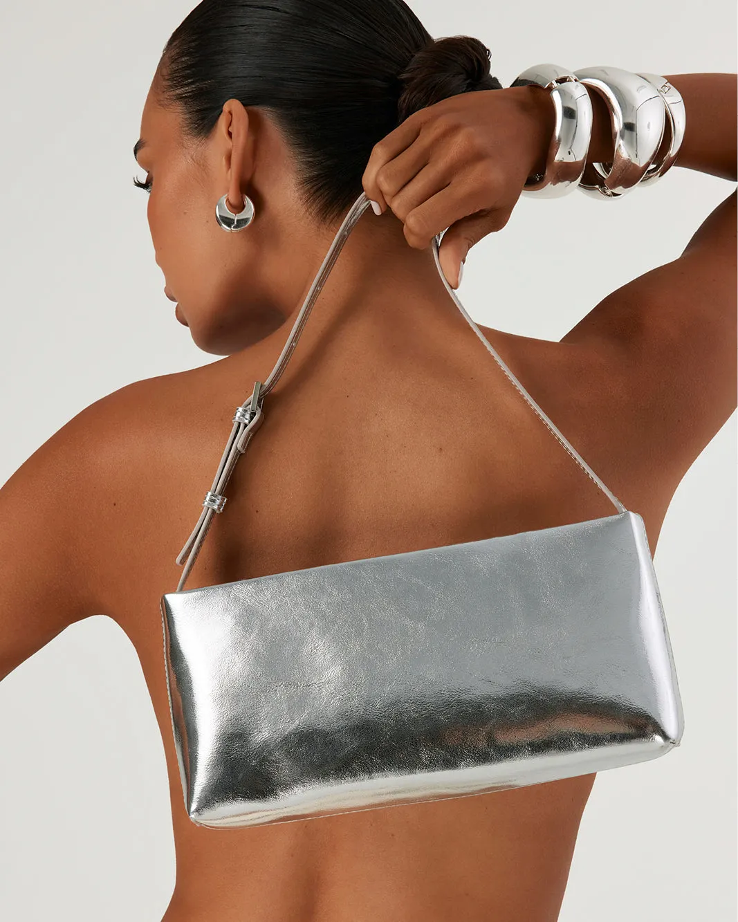 LIVIA SHOULDER BAG - SILVER METALLIC sold by Billini