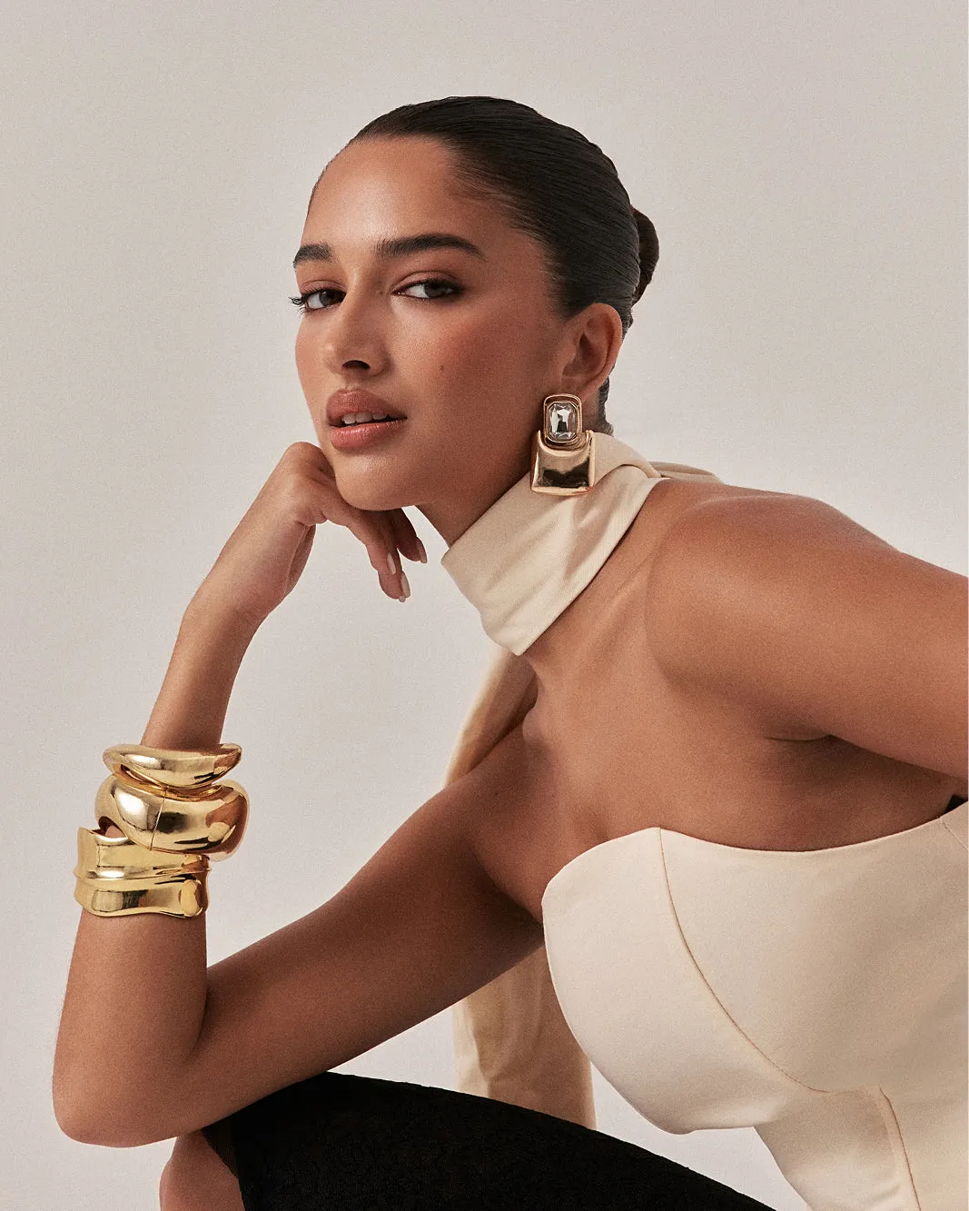 HANNAH EARRINGS - GOLD-DIAMANTE sold by Billini product image thumbnail 3