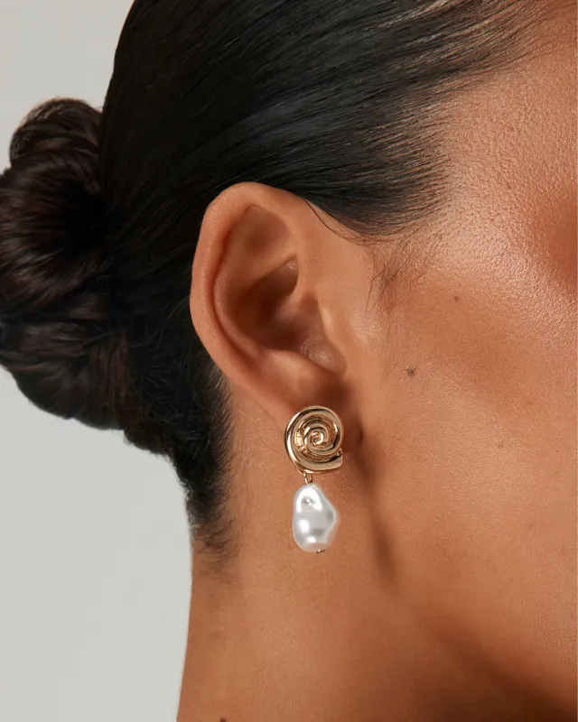 NOLA EARRNGS - GOLD-PEARL sold by Billini