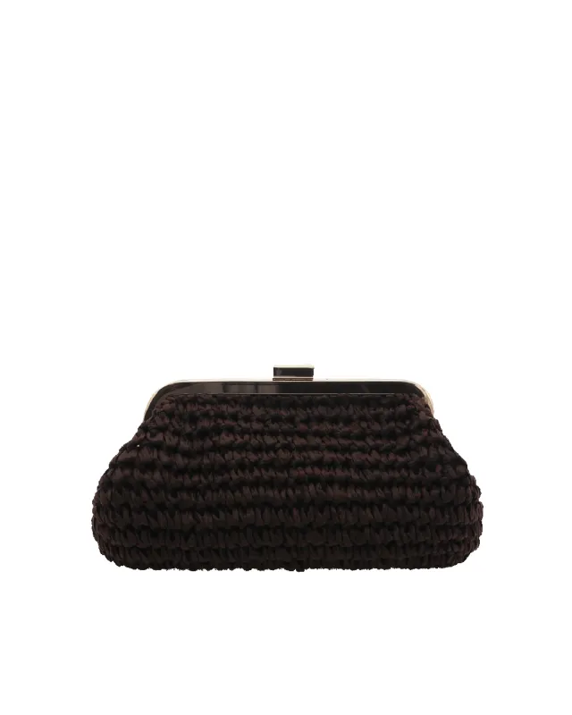 CAMILLE CLUTCH BAG - CHOCOLATE RAFFIA sold by Billini