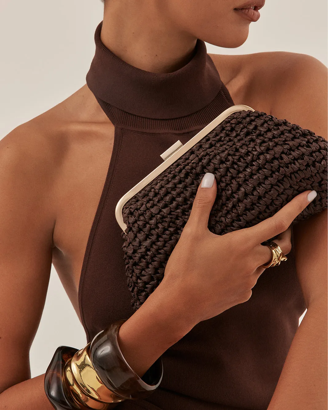 CAMILLE CLUTCH BAG - CHOCOLATE RAFFIA sold by Billini product image thumbnail 2