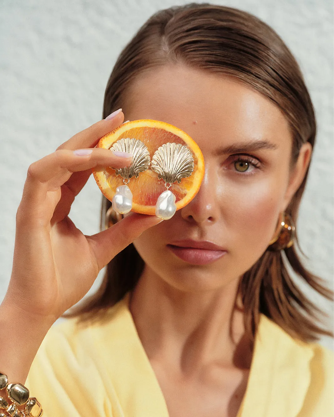 CLARA EARRINGS - GOLD-PEARL sold by Billini