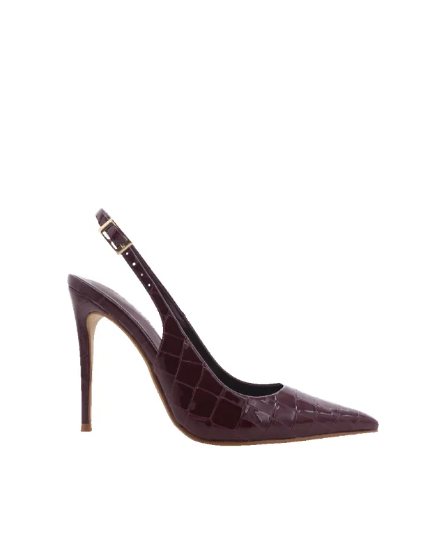 GIOVINA - DARK CHERRY PATENT CROC sold by Billini