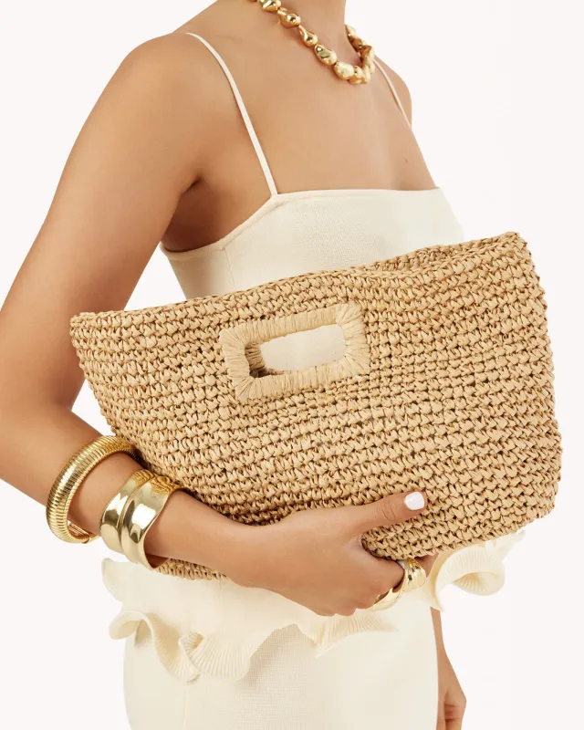 LEAH HANDLE BAG - NATURAL RAFFIA made by Billini