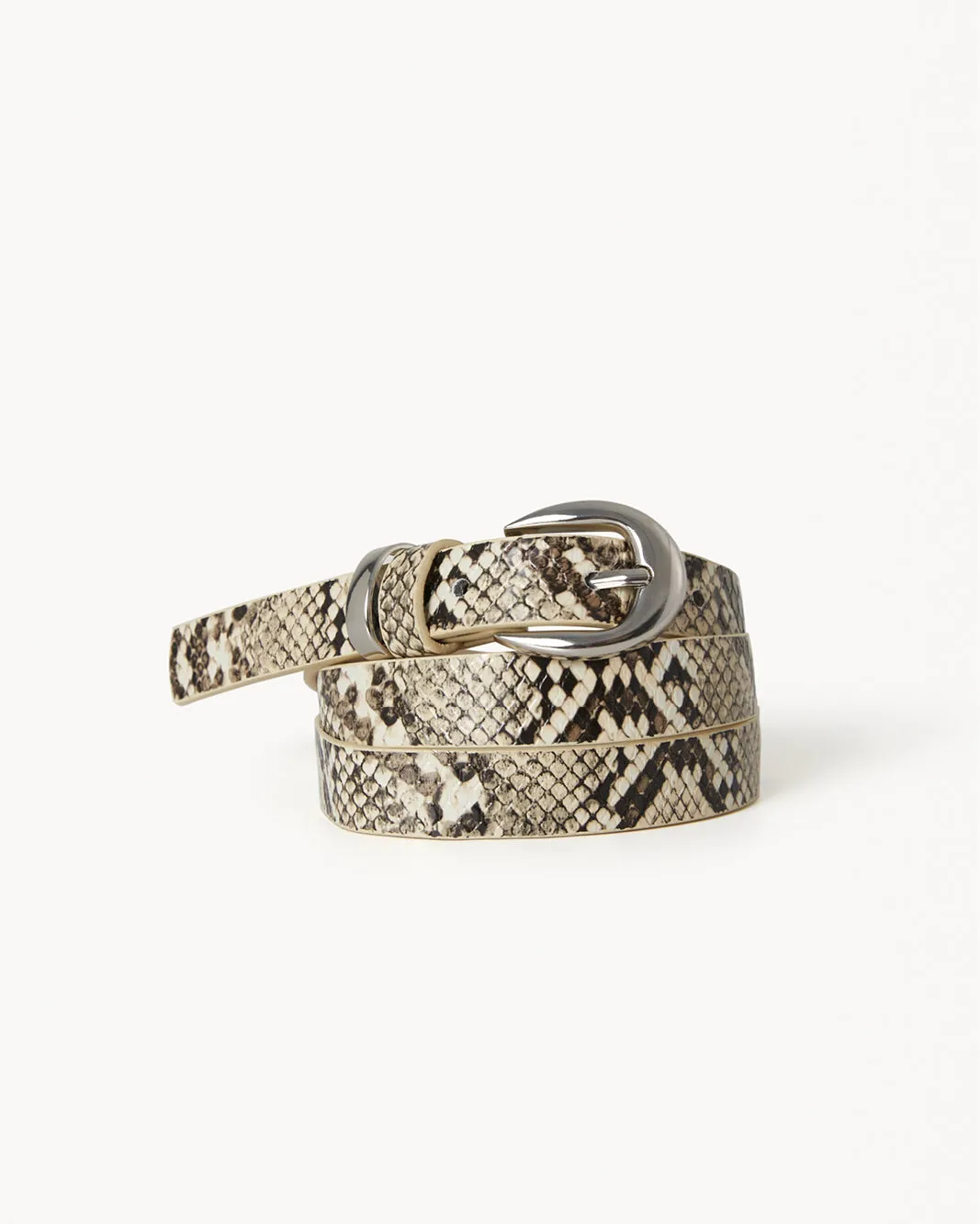 BELLA BELT - CREAM SNAKE-SILVER sold by Billini