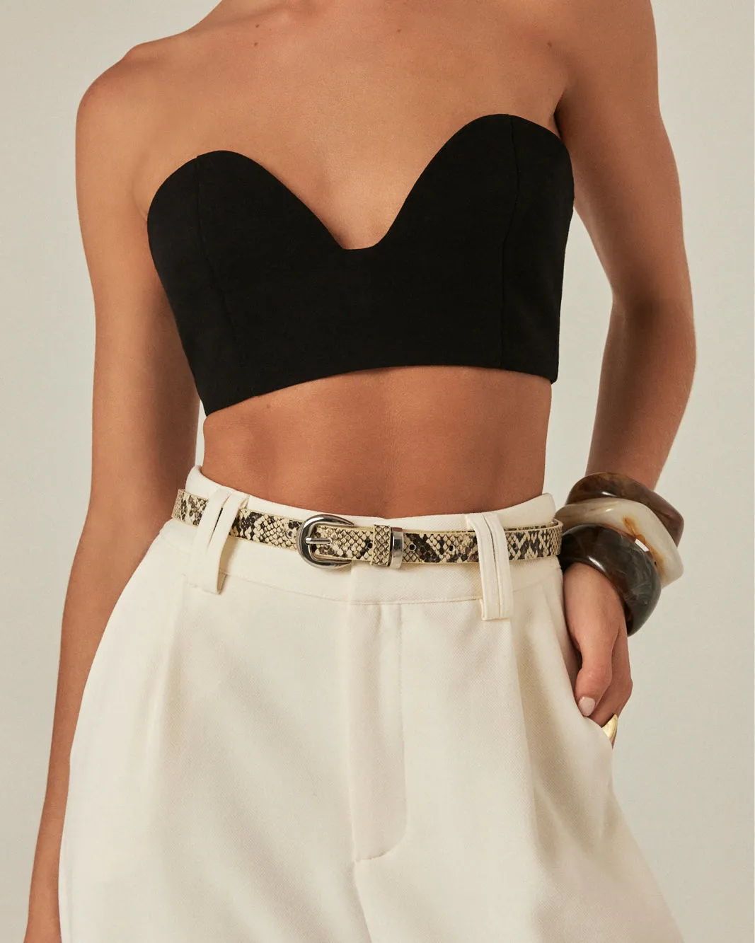 BELLA BELT - CREAM SNAKE-SILVER sold by Billini product image thumbnail 2