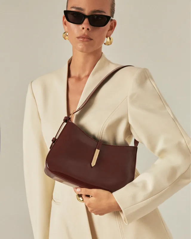 BERGMAN SHOULDER BAG - DARK CHERRY PATENT sold by Billini