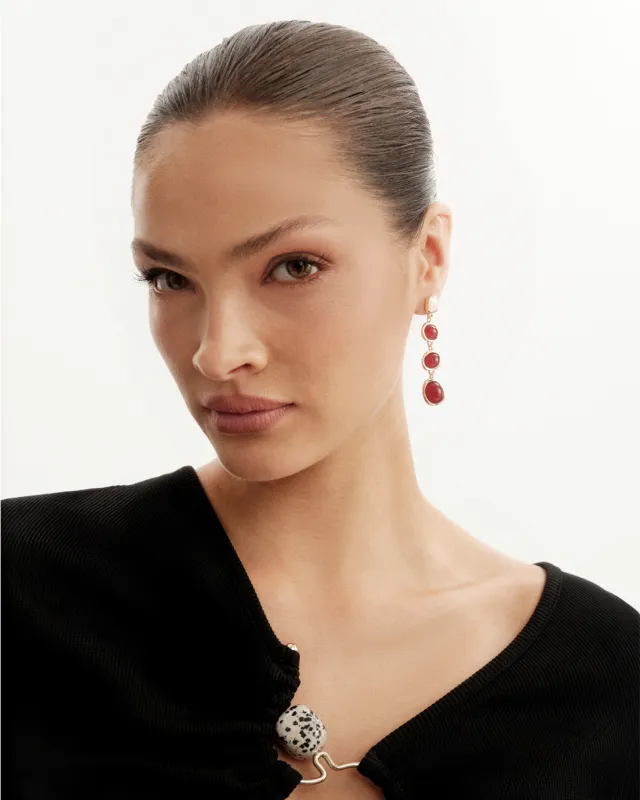 TAYLOR EARRINGS - GOLD-BURGUNDY made by Billini