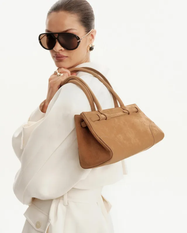 NADIA SHOULDER BAG - STONE SUEDE made by Billini