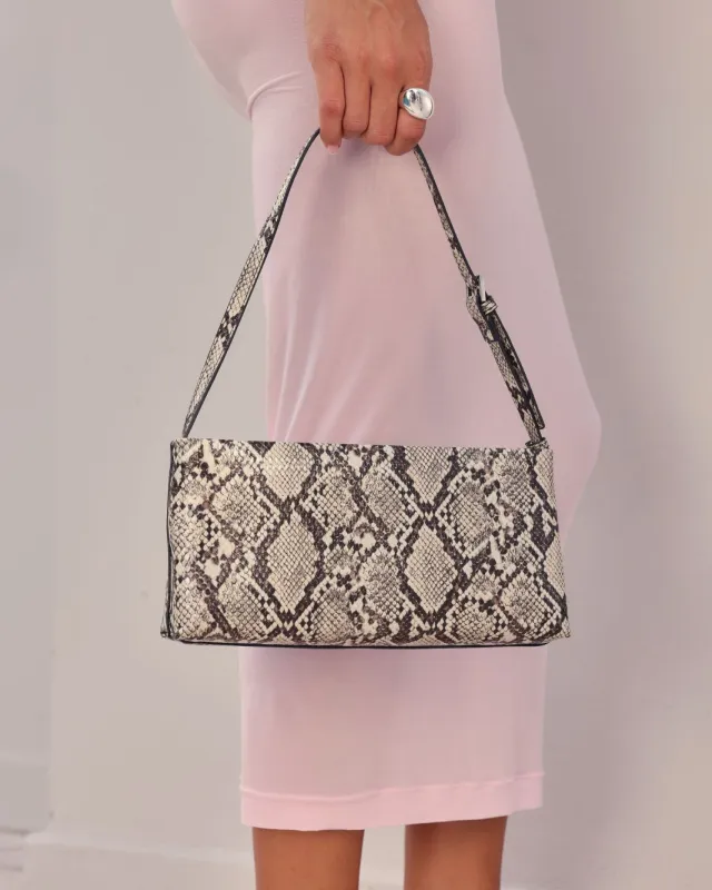 LIVIA SHOULDER BAG - CREAM SNAKE made by Billini