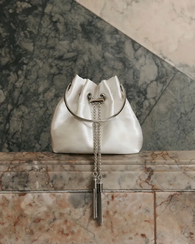 CALYX HANDLE BAG - WHITE SATIN made by Billini