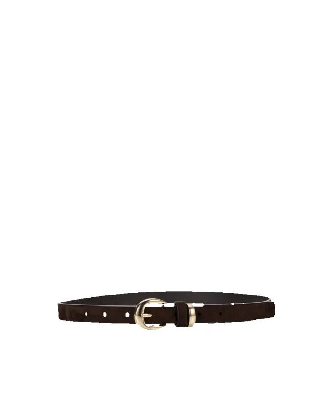 BELLA BELT - DARK CACAO SUEDE-GOLD made by Billini