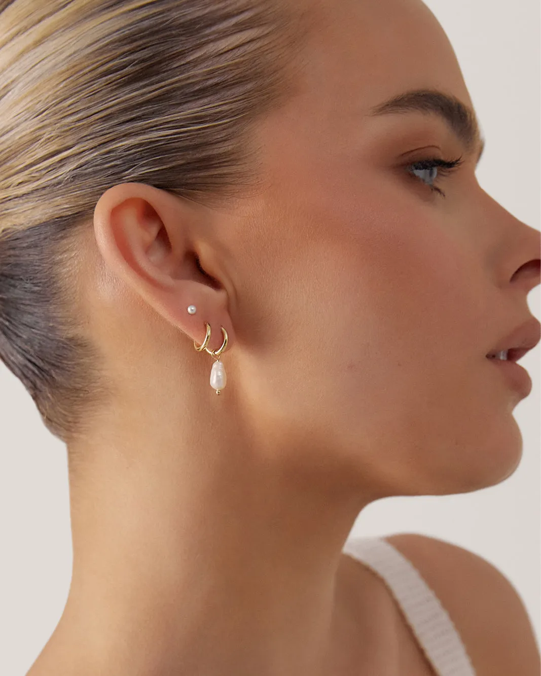 BENNY EARRING 3 PACK - GOLD PLATED 18K-PEARL sold by Billini product image thumbnail 3