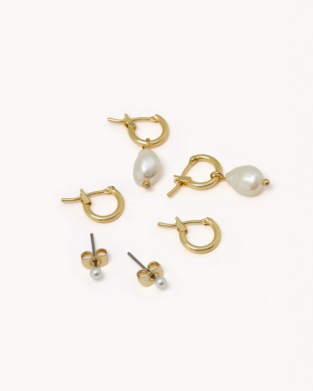 BENNY EARRING 3 PACK - GOLD PLATED 18K-PEARL sold by Billini product image thumbnail 4