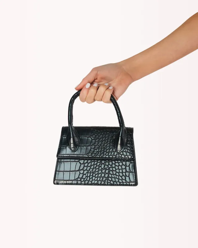 ASTRA SHOULDER BAG - BLACK CROC sold by Billini